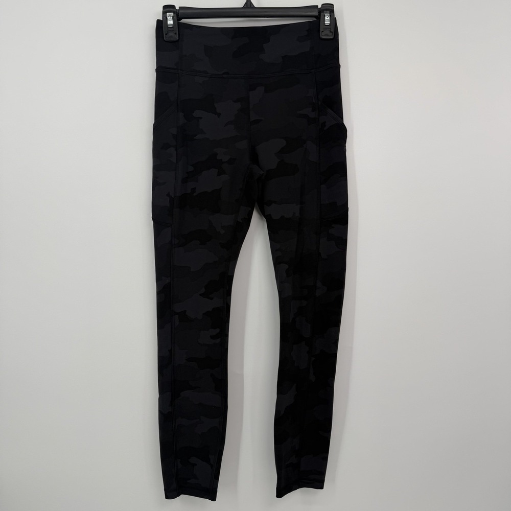Lululemon Women's Invigorate 25" Tight LW5CX1S Black Camo Size 6 Pockets